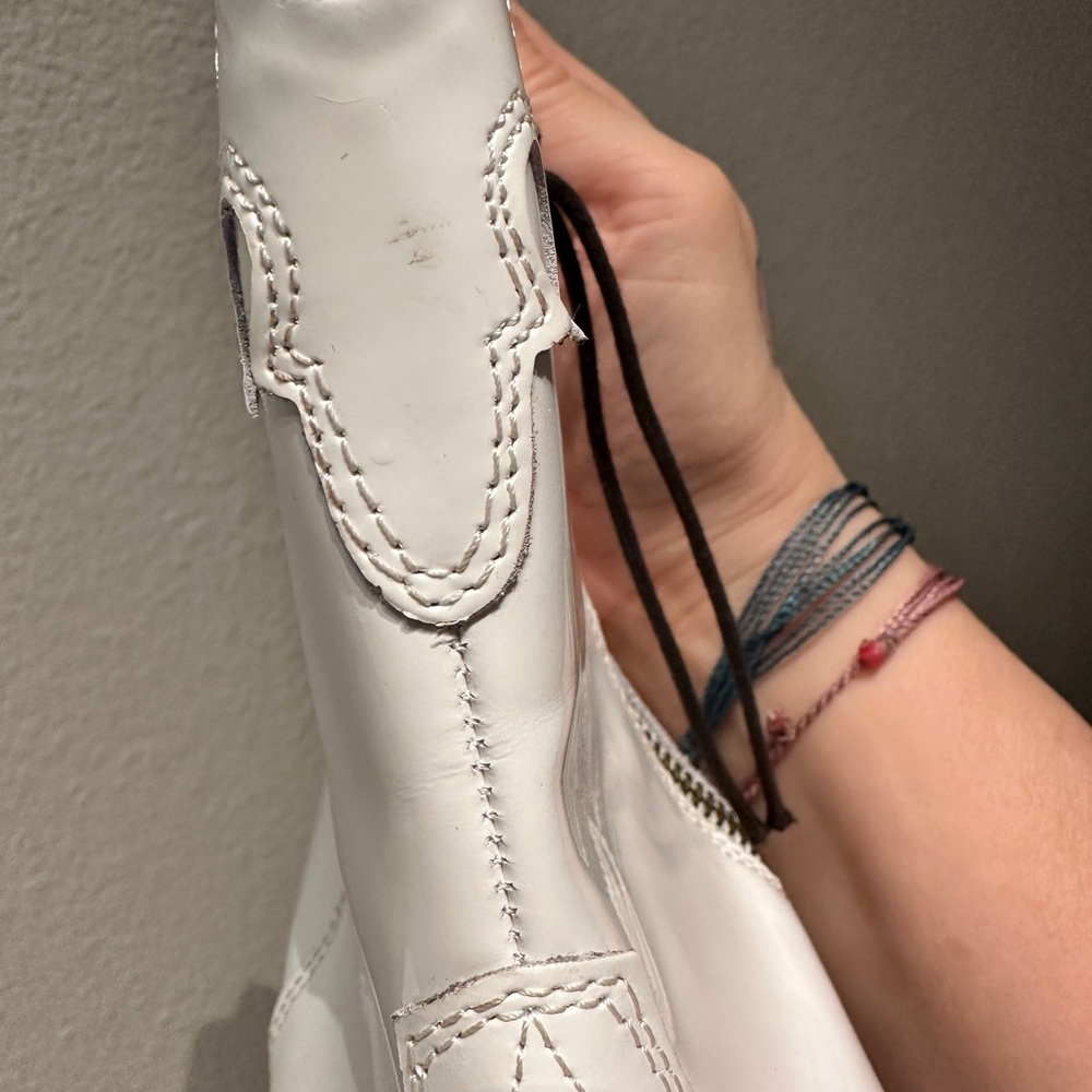 Free People White Western-Inspired Leather Ankle Boots - Picture 5 of 8